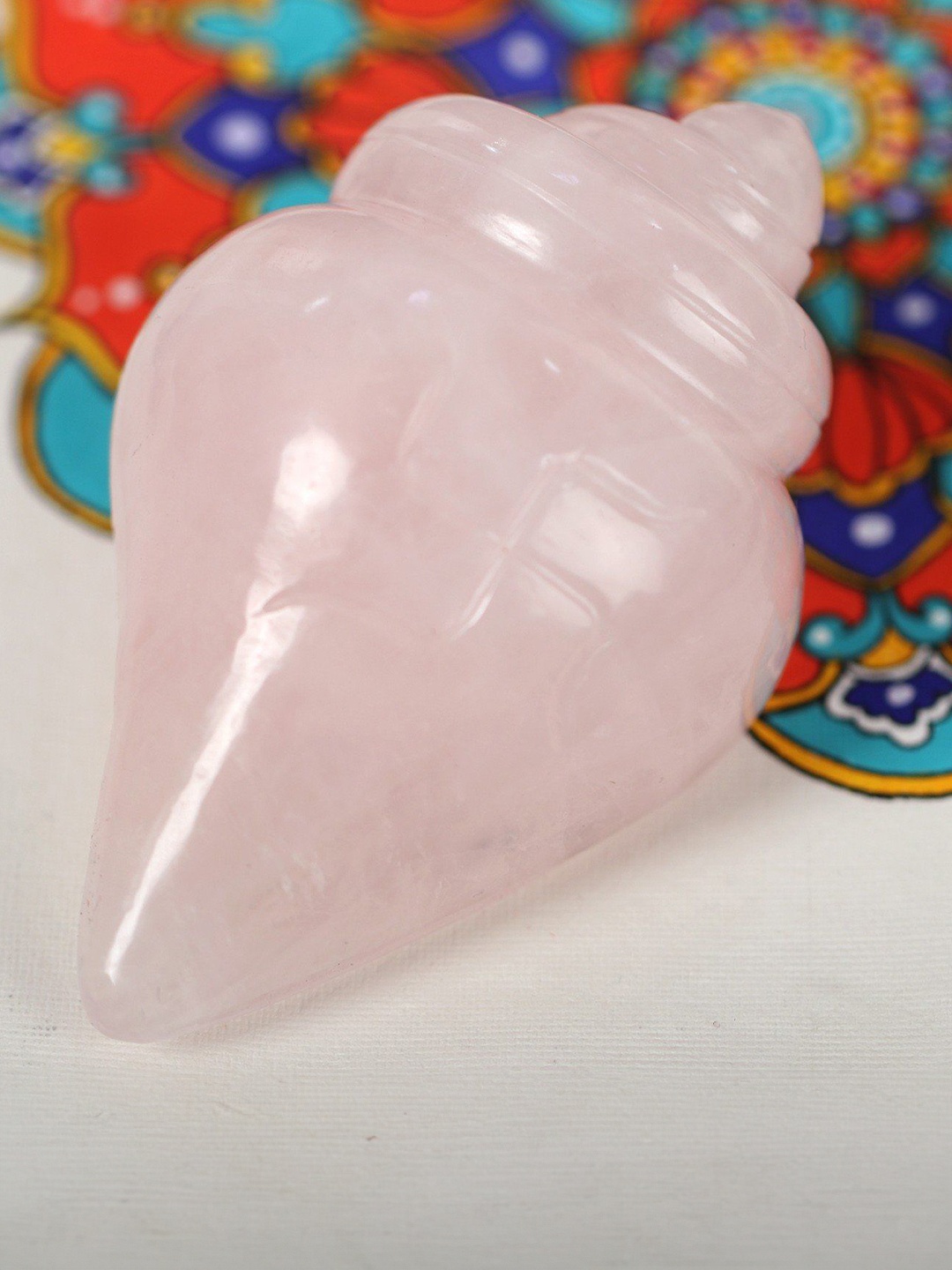 

Exotic India 2" Small Natural Rose Quartz Gemstone Conch, Pink