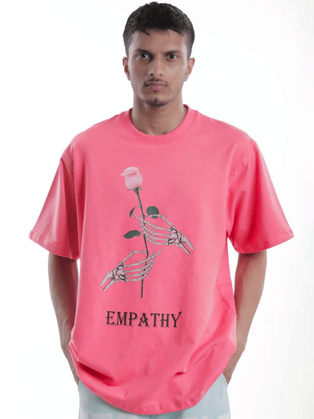

TOFFLE Unisex Graphic Printed Oversized T-shirt, Pink