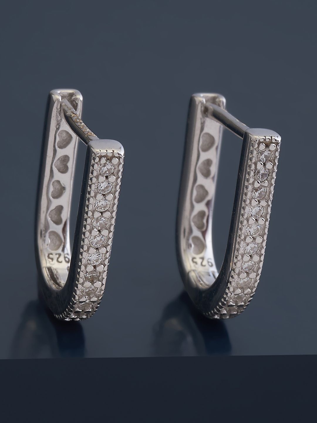 

Kushal's Fashion Jewellery Sterling Silver Cubic Zirconia Rhodium-Plated Hoop Earrings