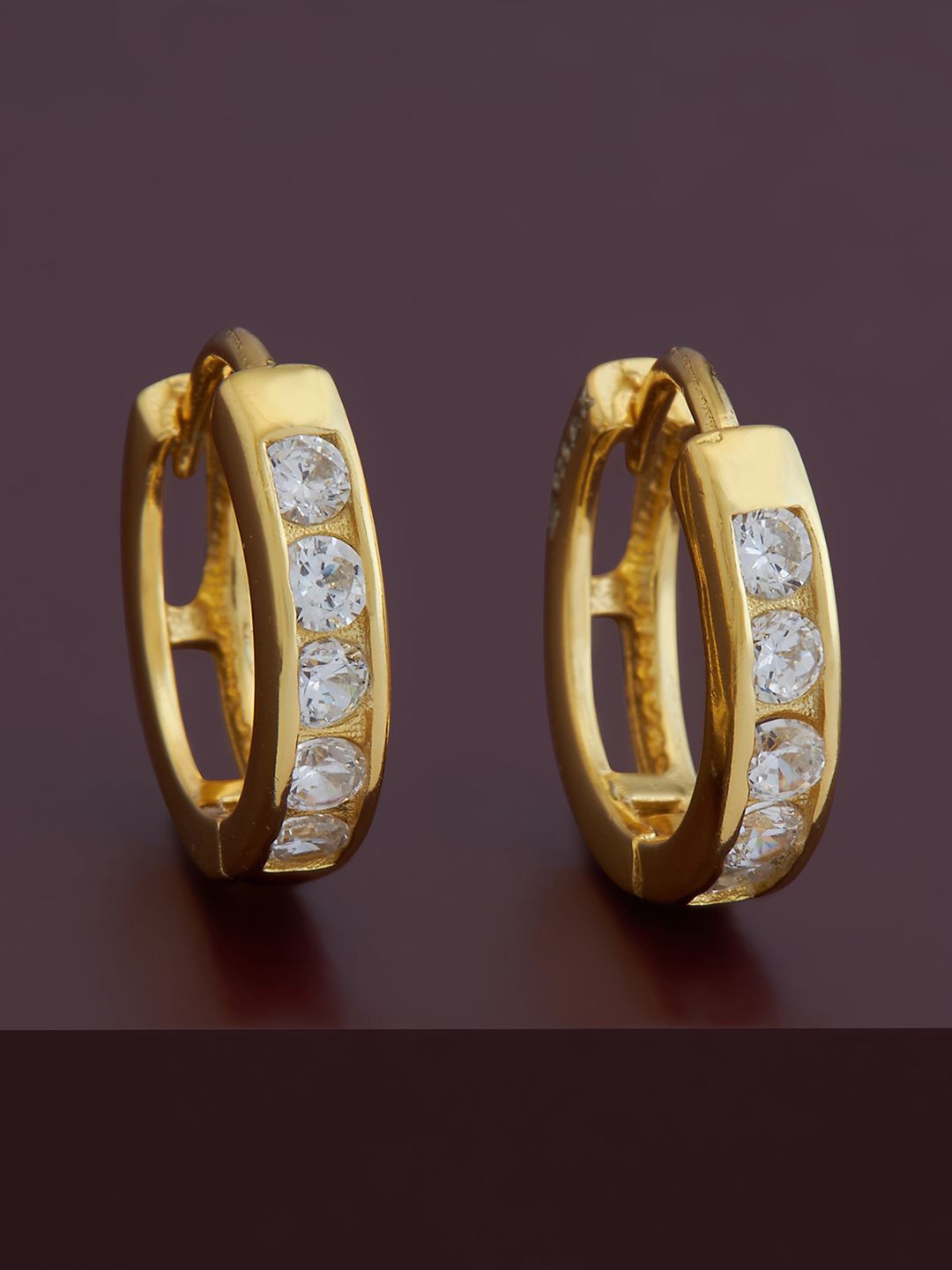 

Kushal's Fashion Jewellery 92.5 Sterling Silver Cubic Zirconia Gold-Plated Hoop Earrings, White