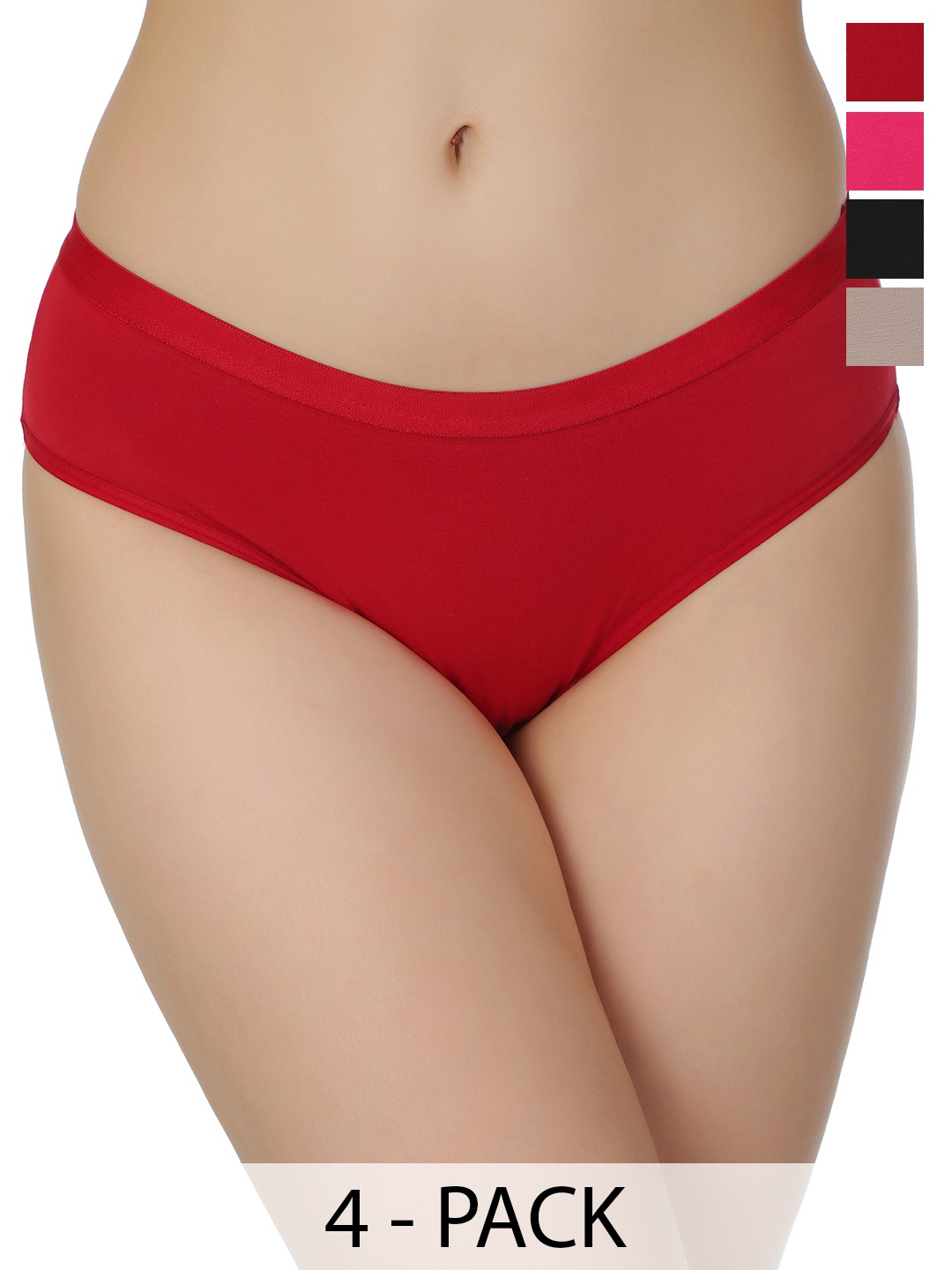 

DressBerry Women Pack Of 4 Cotton Hipster Briefs, Black