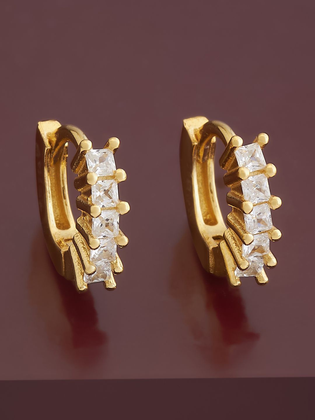 

Kushal's Fashion Jewellery Sterling Silver Cubic Zirconia Gold-Plated Hoop Earrings