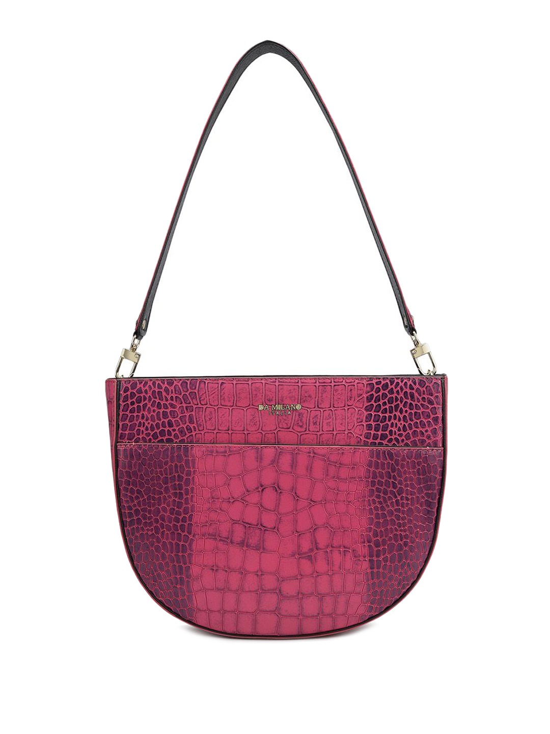 

Da Milano Textured Leather Half Moon Shoulder Bag, Magenta