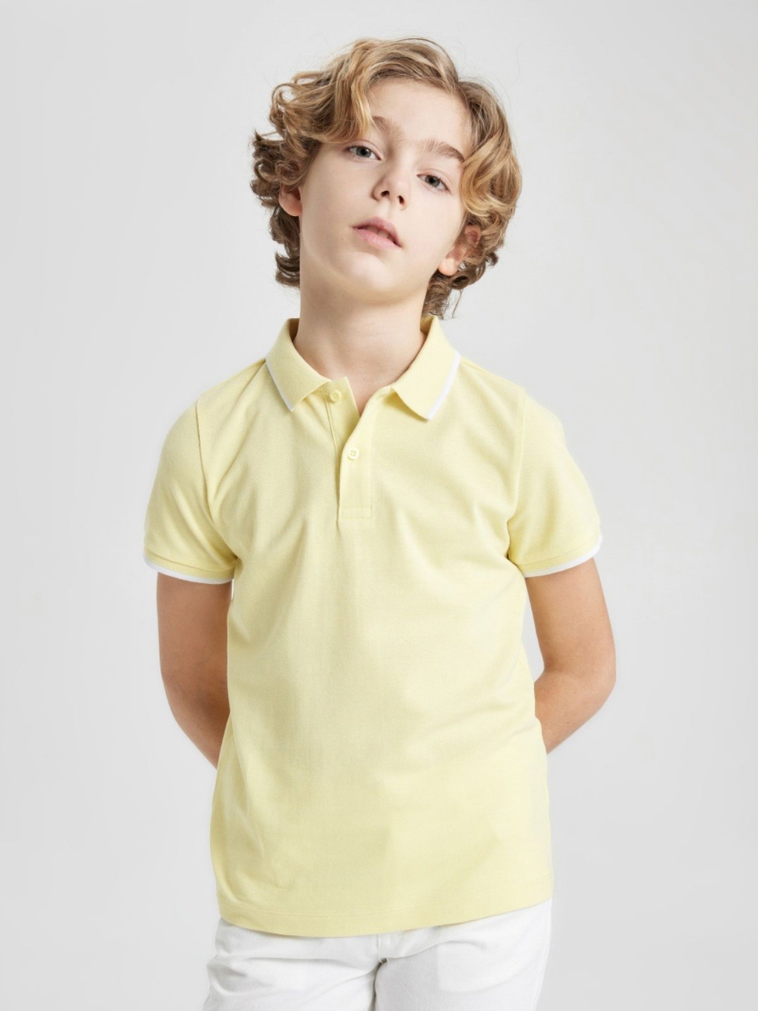

DeFacto Boys Solid Polo Collar Cotton T-shirt, Yellow