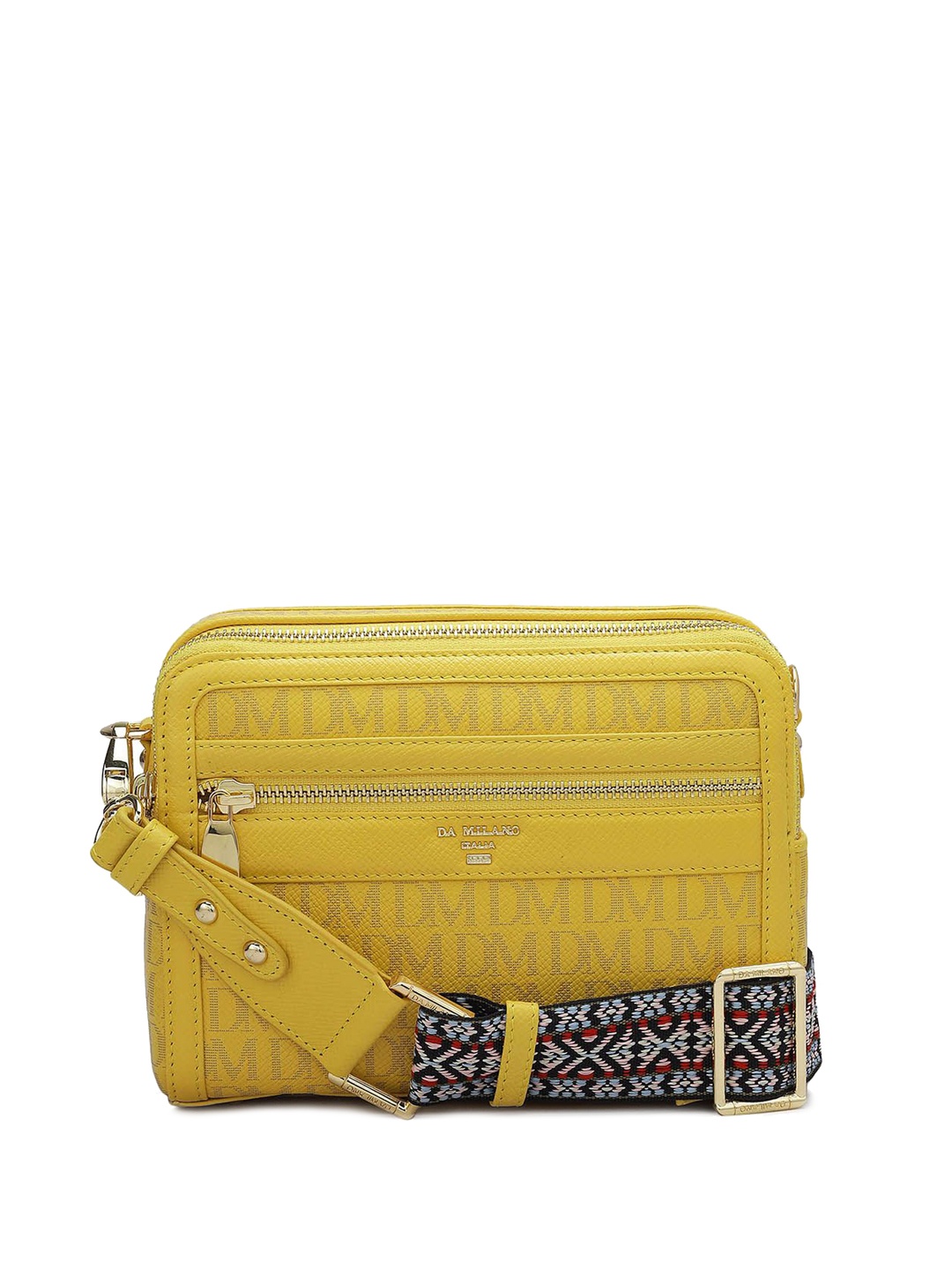 

Da Milano Textured Leather Sling Bag, Yellow