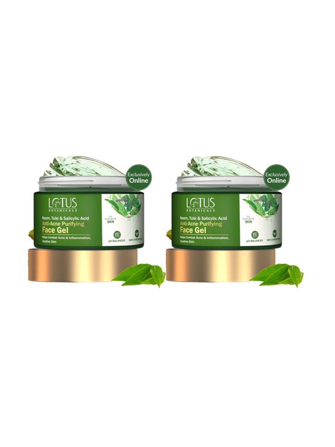 

Lotus Botanicals Set Of 2 Anti-Acne Purifying Gel With Neem Tulsi & Salicylic Acid - 50 g, Green