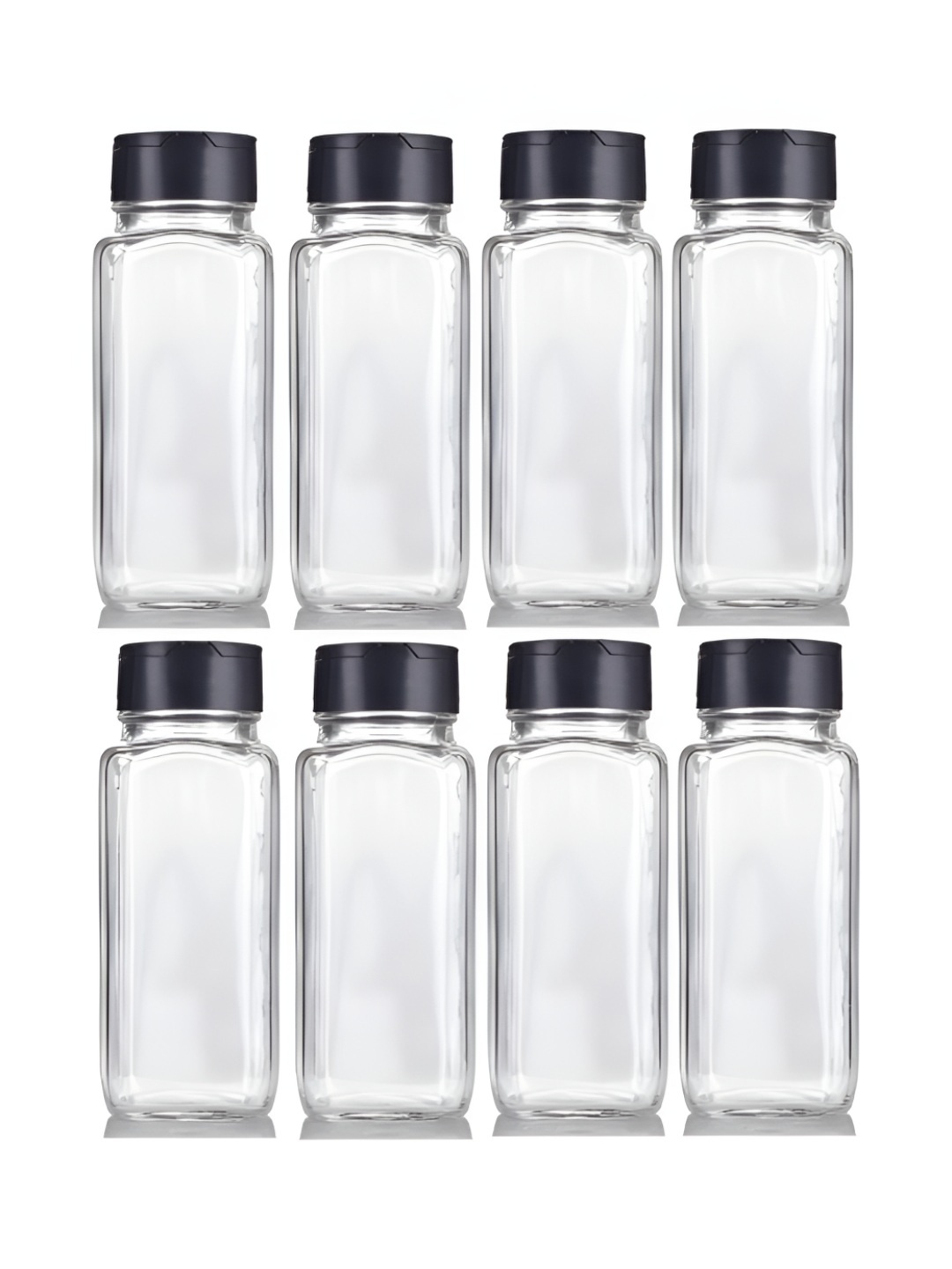 

CROCO JAR Transparent & Black 8 Pieces Glass Spice Jars - 120 ml each