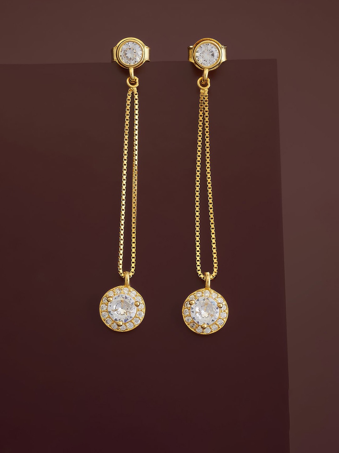 

Kushal's Fashion Jewellery Sterling Silver Cubic Zirconia Gold-Plated Drop Earrings