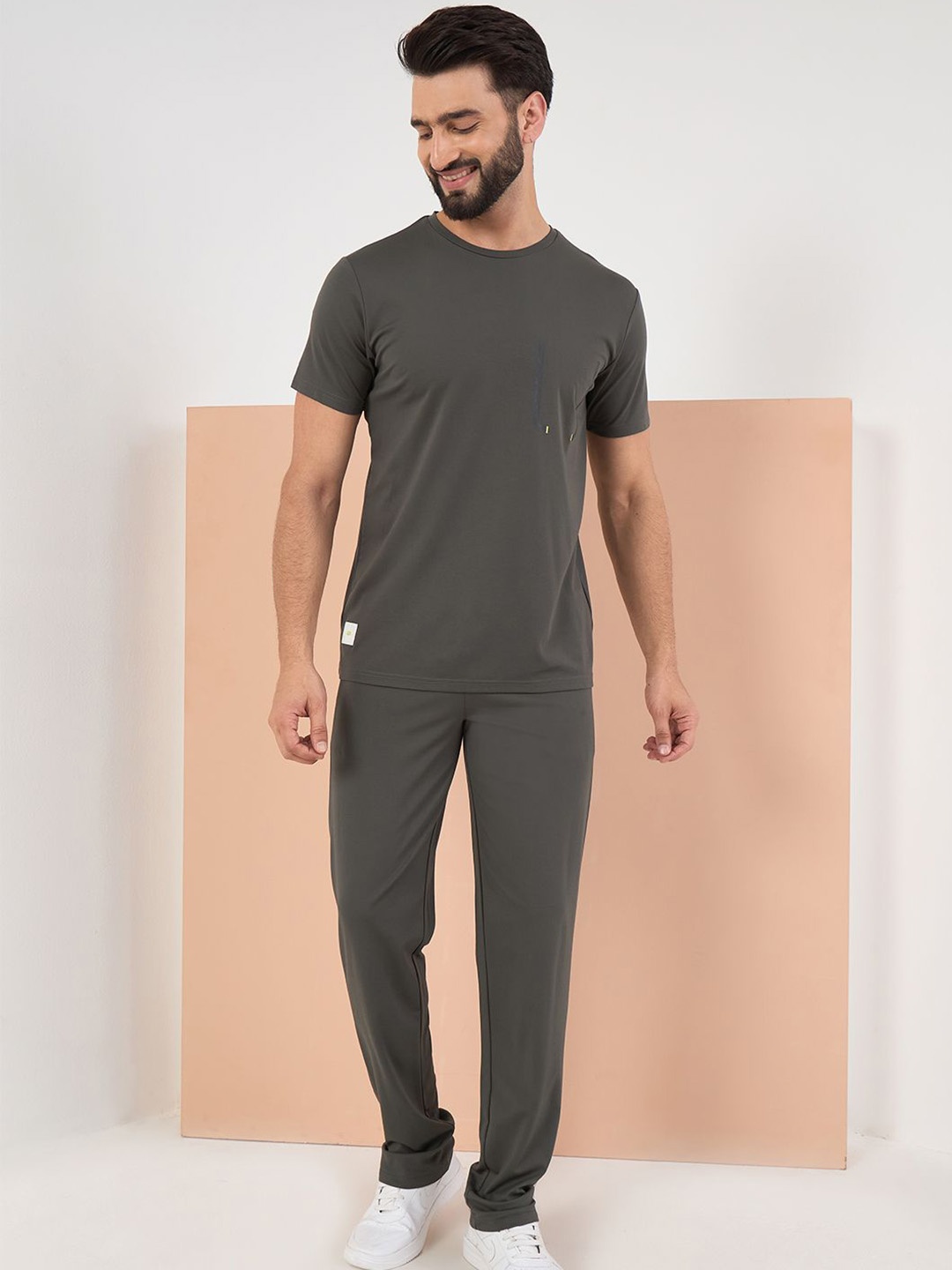 

Sweet Dreams Men Pure Cotton T-Shirt & Trouser Co-Ords, Green