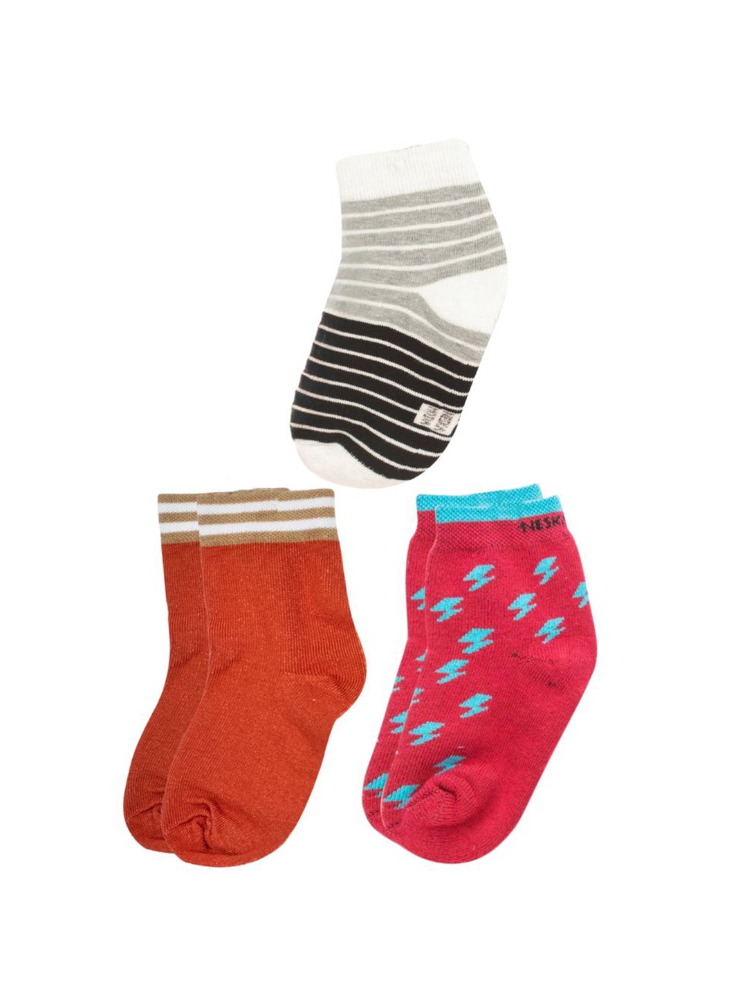 

BAESD Infants Pack Of 3 Patterned Ankle-Length Socks, Grey