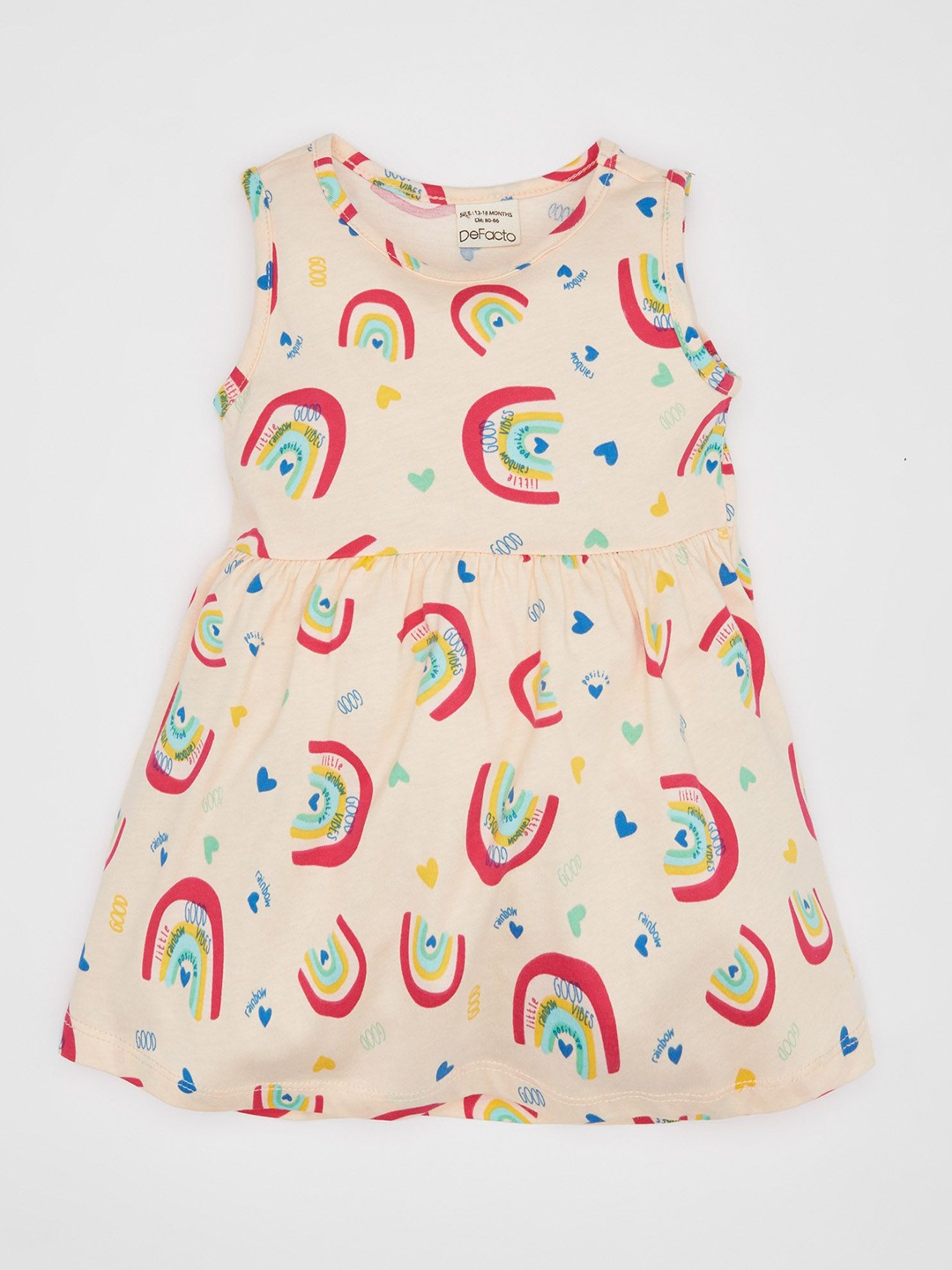 

DeFacto Kids-Girls Print A-Line Dress, Beige