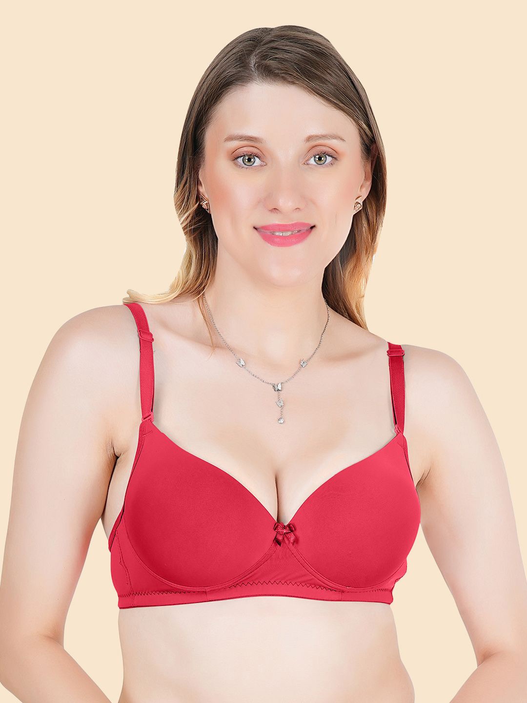 

Joomie Medium Coverage Heavily Padded T-shirt Bra, Red