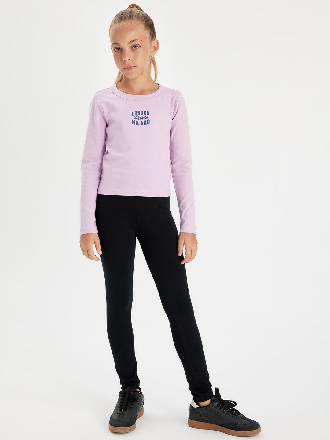 

DeFacto Girls Solid Ankle-Length Leggings, Black