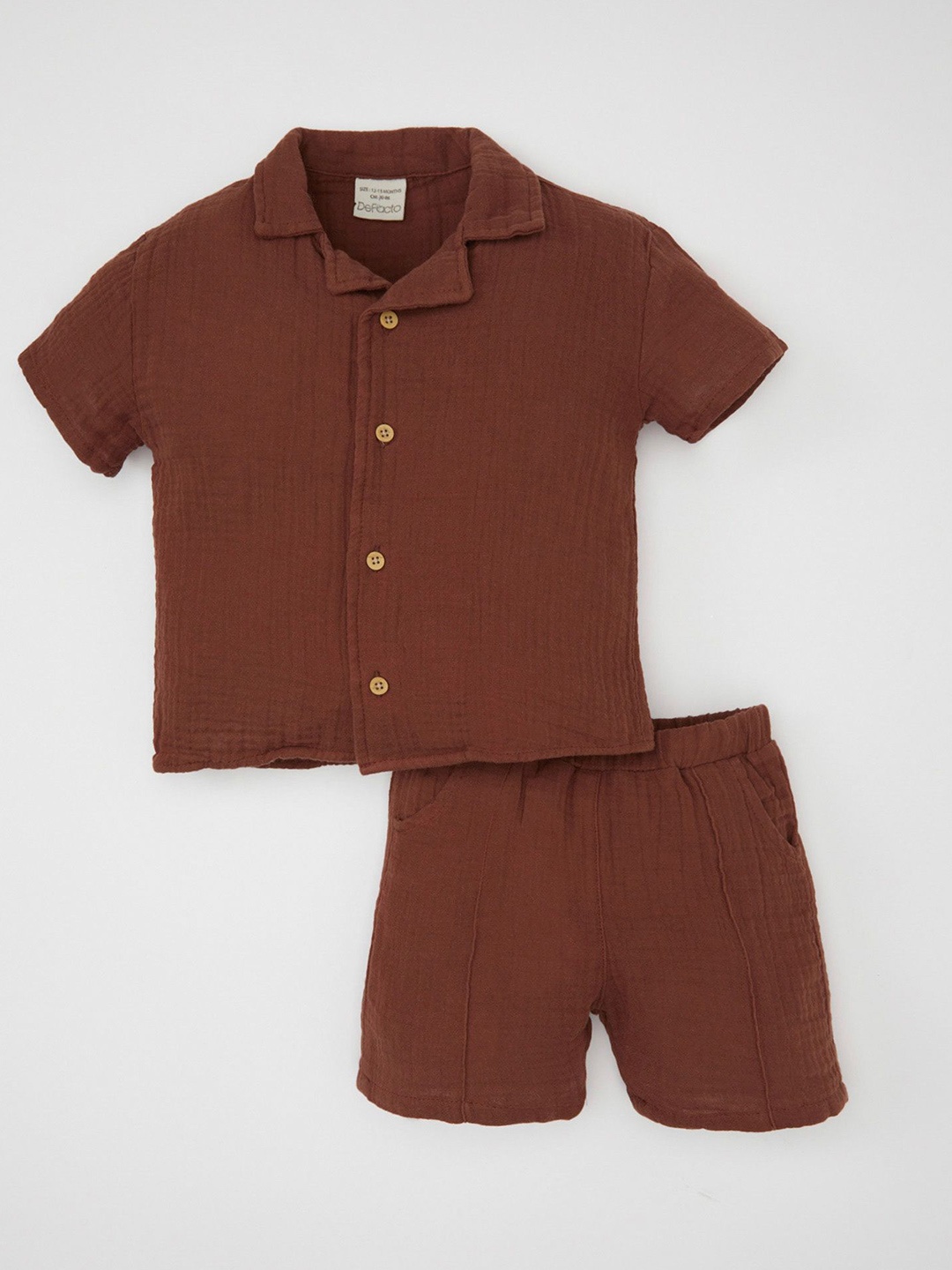 

DeFacto Boys Pure Cotton Shirt With Short, Brown