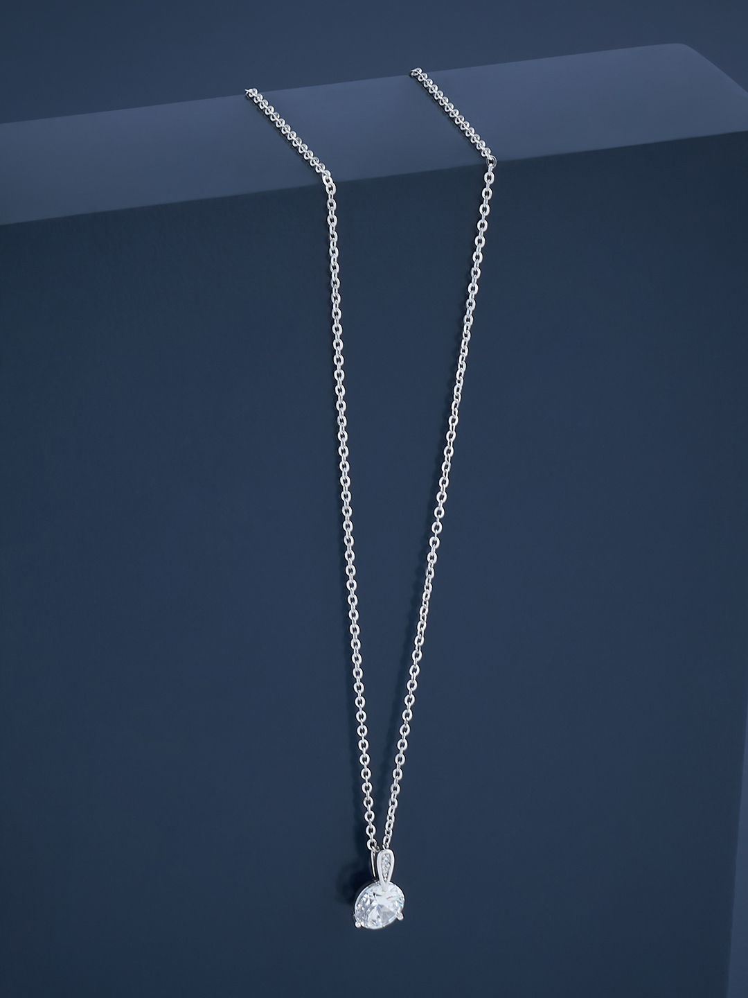 

Kushal's Fashion Jewellery 92.5 Pure Silver Rhodium-Plated Cubic Zirconia Studded Chain