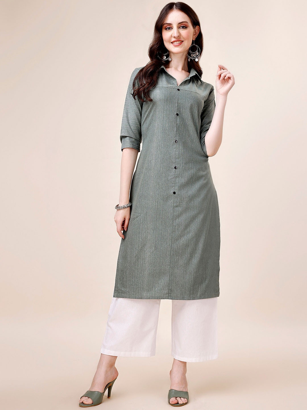 

KALINI Women Regular Kurta with Palazzos, Grey