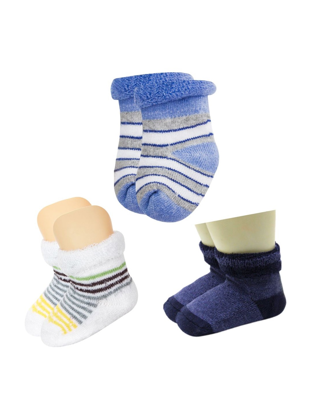 

BAESD Infants Pack Of 3 Patterned Ankle Length Socks, Blue