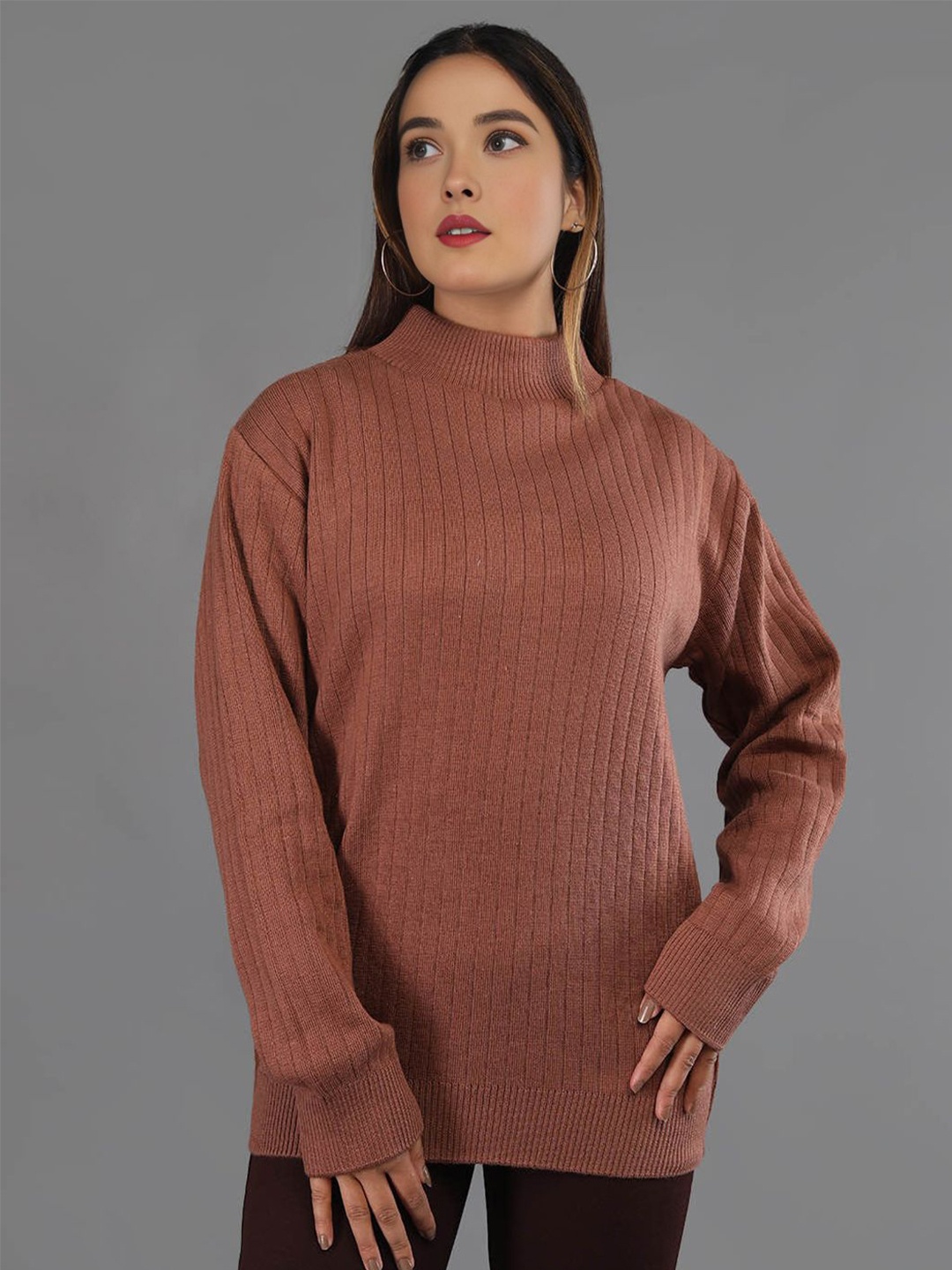 

TYSORT Women Woollen Pullover Sweater, Camel brown