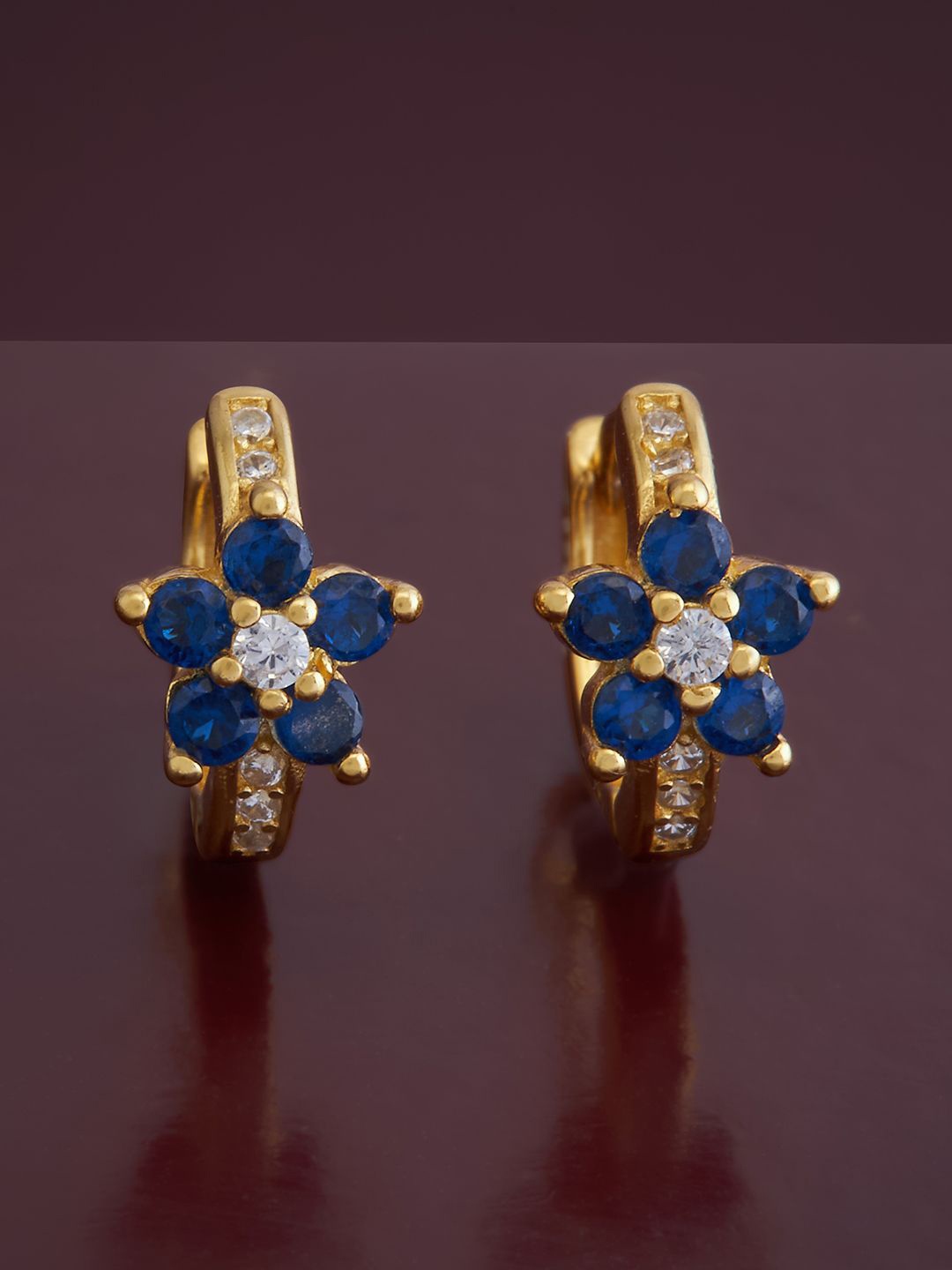 

Kushal's Fashion Jewellery Gold Plated 92.5 Pure Silver Cubic Zirconia Hoop Earrings, Blue