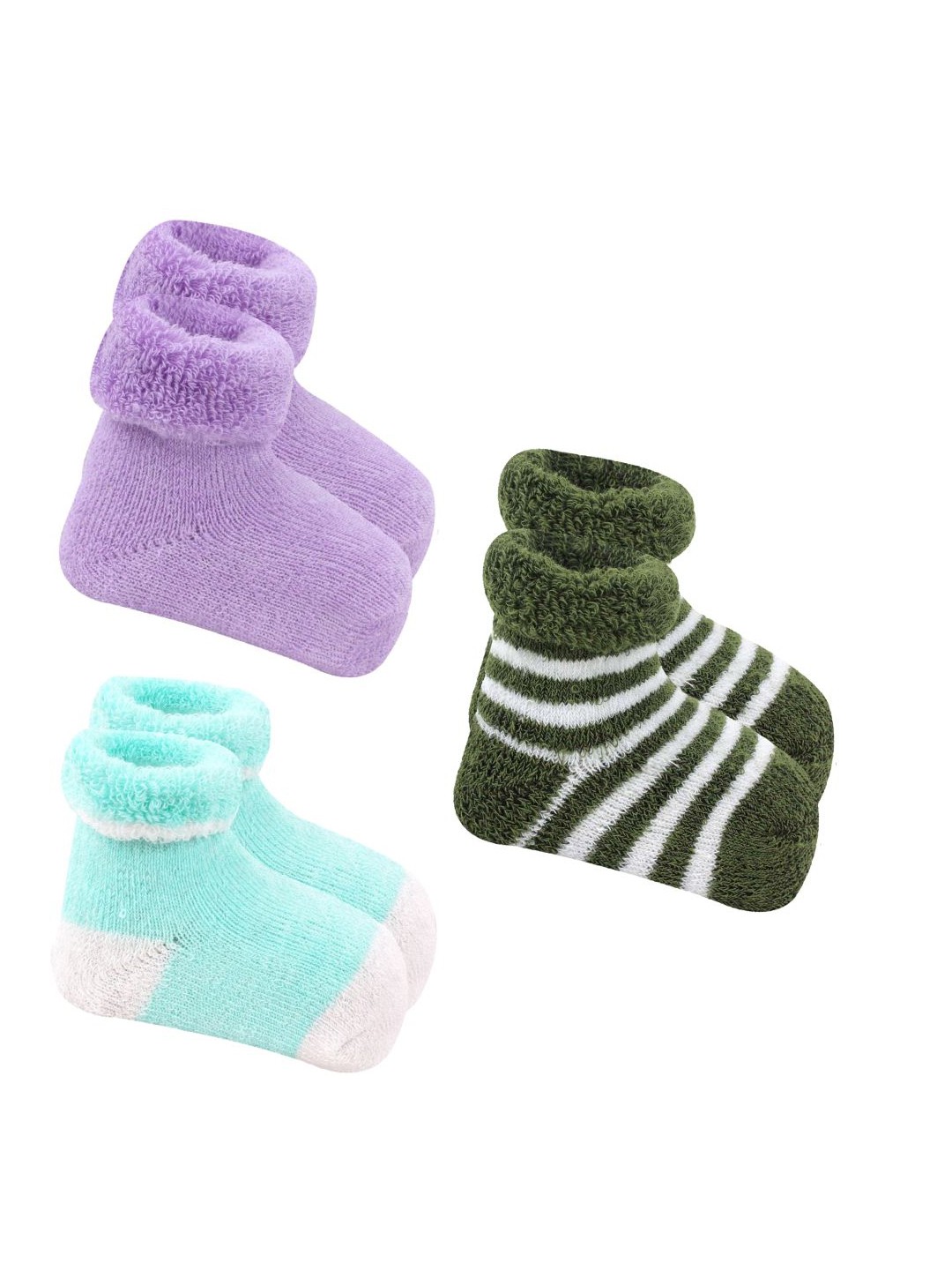 

BAESD Infants Pack Of 3 Patterned Ankle-Length Socks, Green