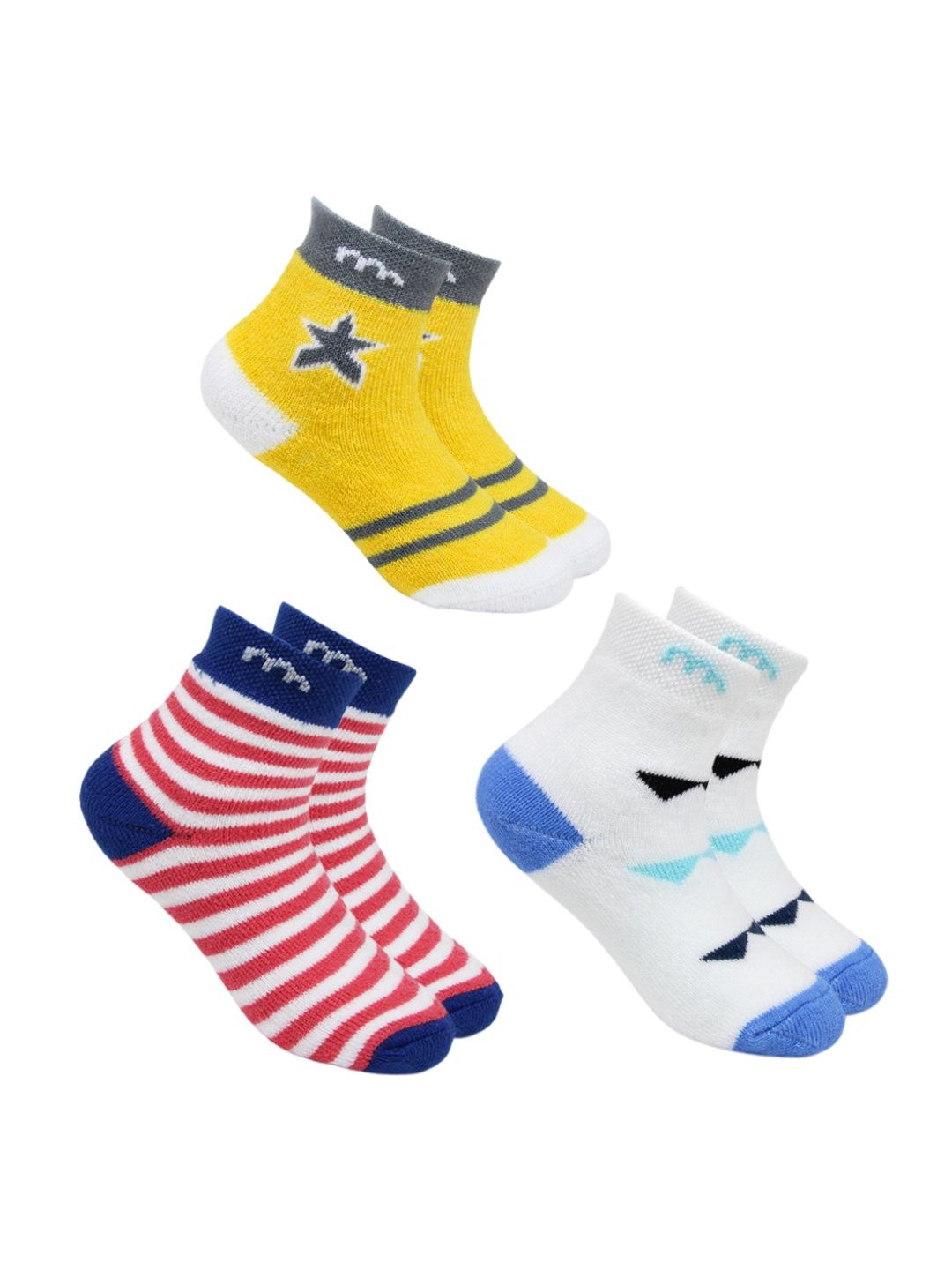 

BAESD Infants Pack Of 3 Patterned Ankle-Length Socks, Yellow