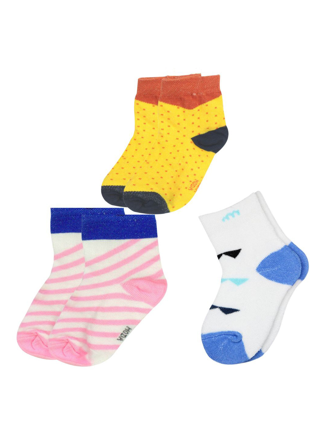 

BAESD Kids Pack Of 3 Paterned Ankle Length Socks, White