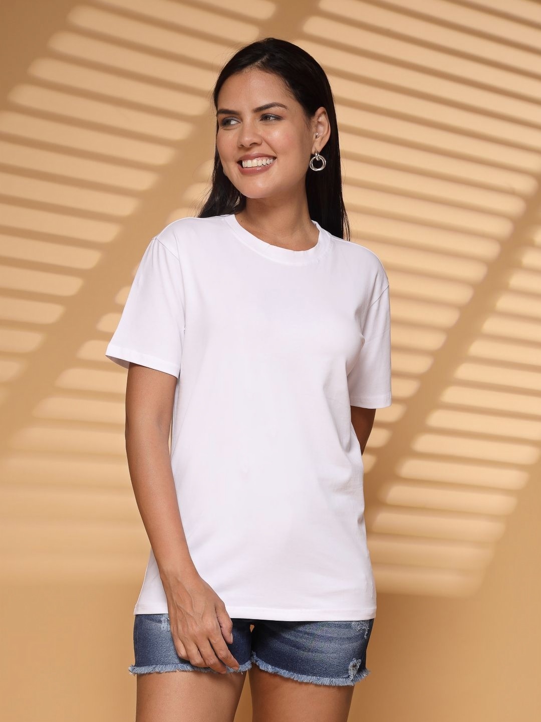 

TANYAA Unisex Bio Finish Solid Round Neck Cotton T-shirt, White