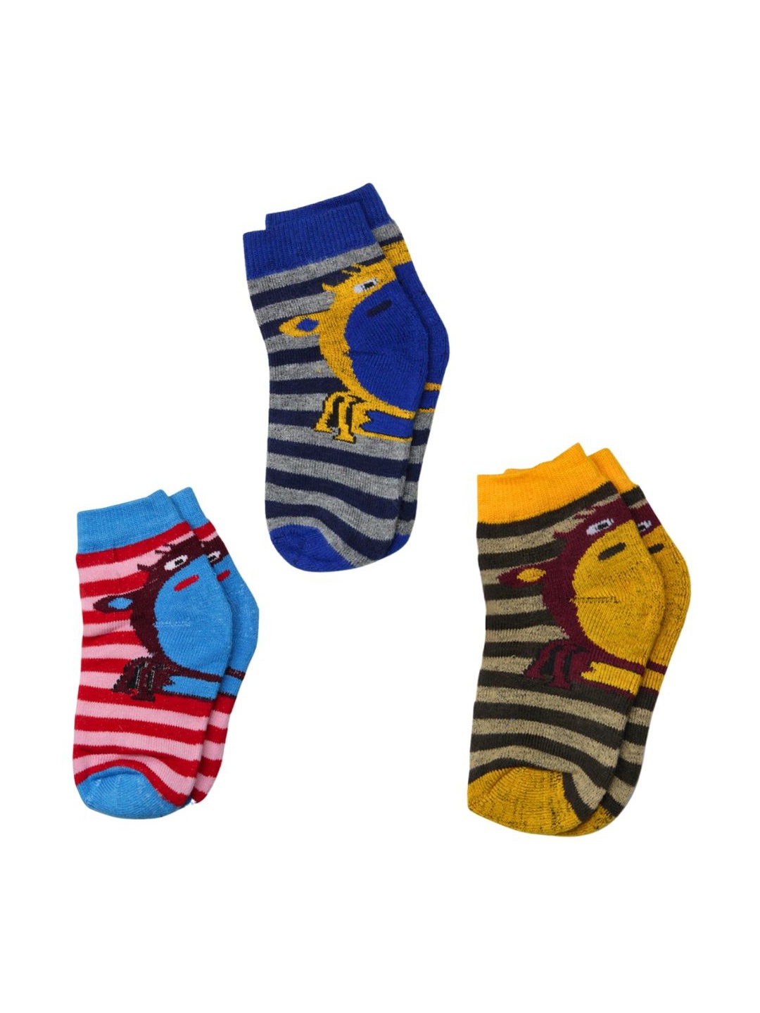 

BAESD Kids-Unisex Pack Of 3 Patterned Ankle-Length Socks, Yellow