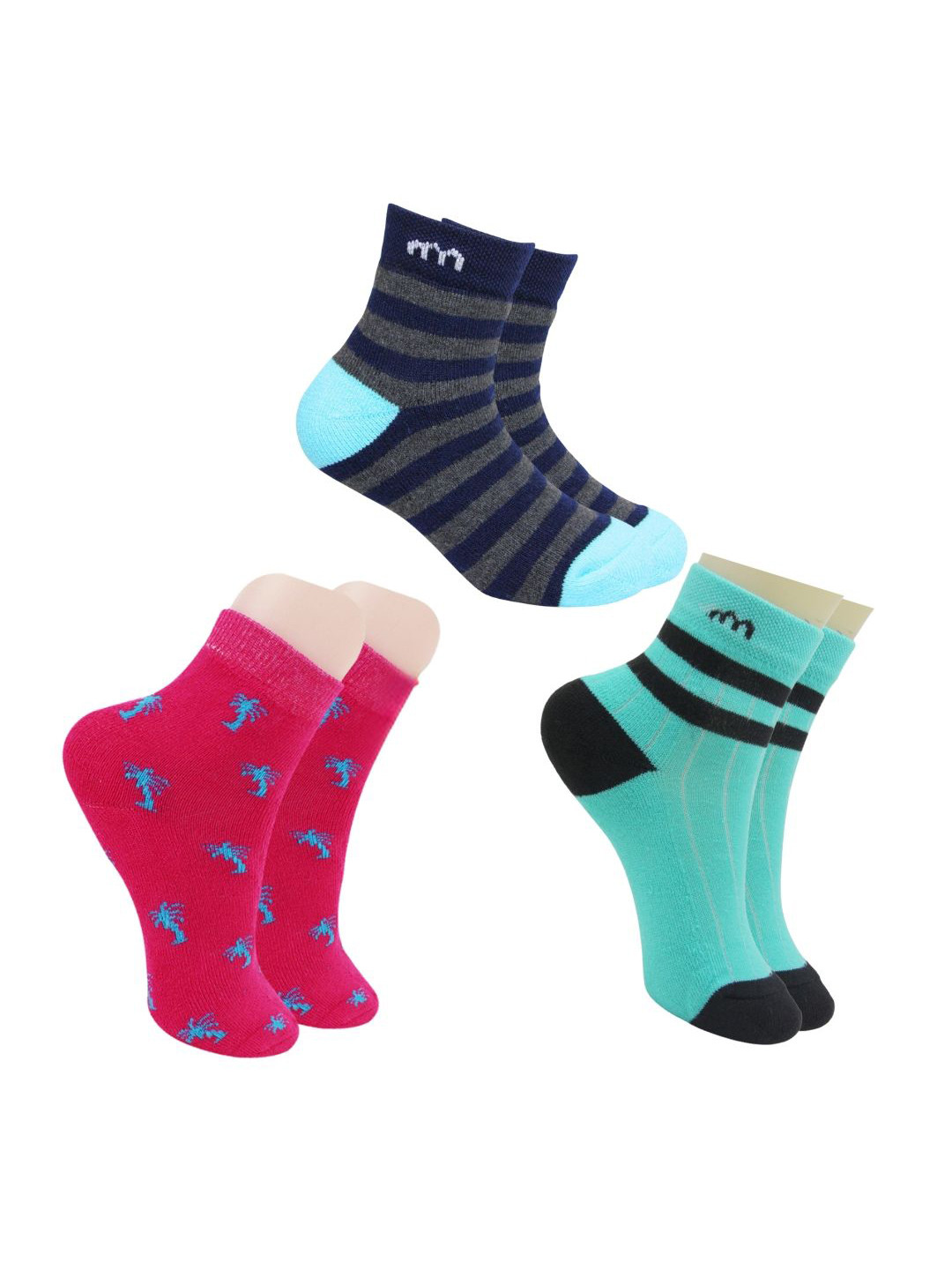 

BAESD Kids Patterned Ankle-Length Socks Pack Of 3, Grey