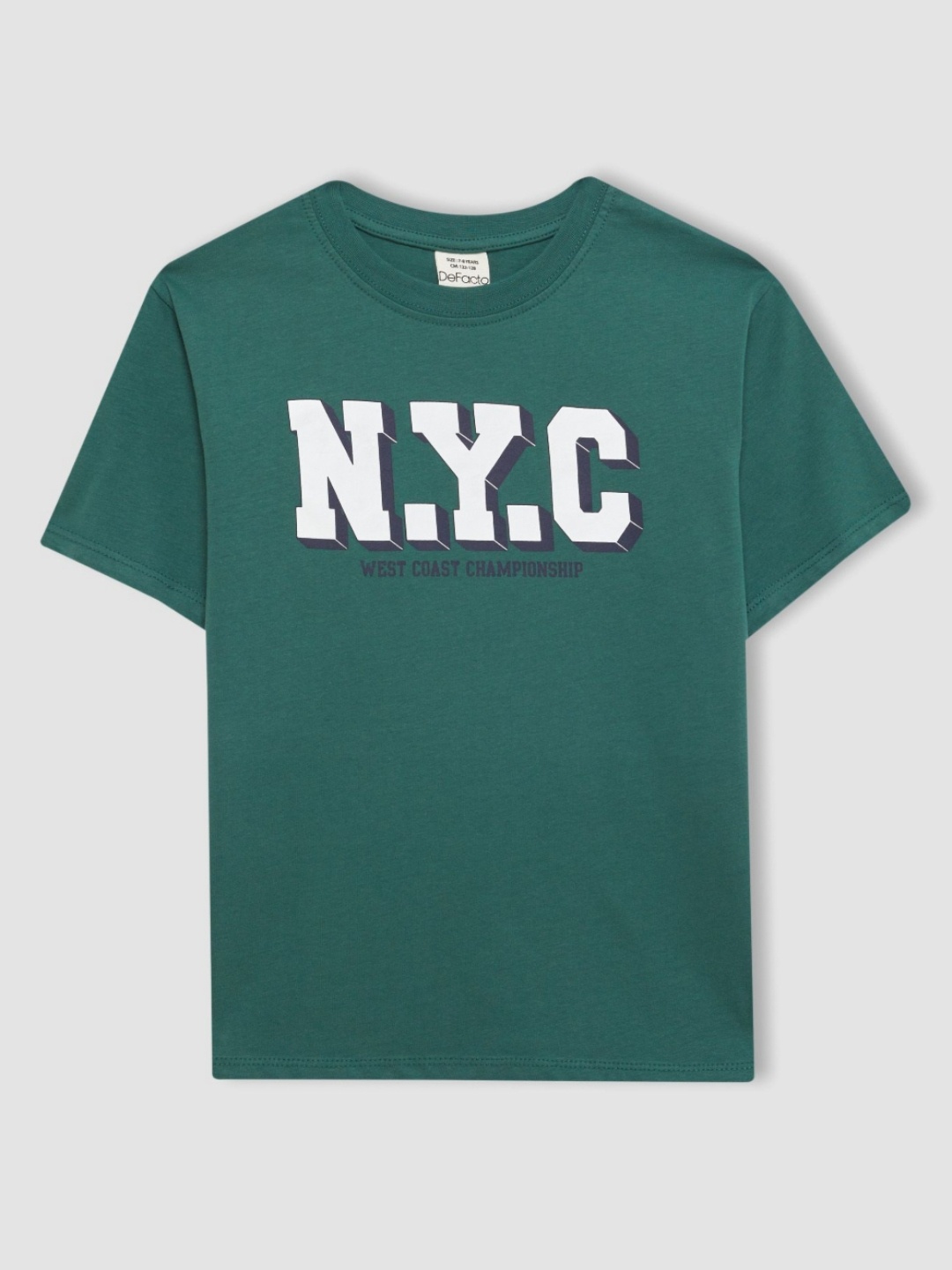 

DeFacto Boys Typography Printed Round Neck Cotton T-shirt, Green
