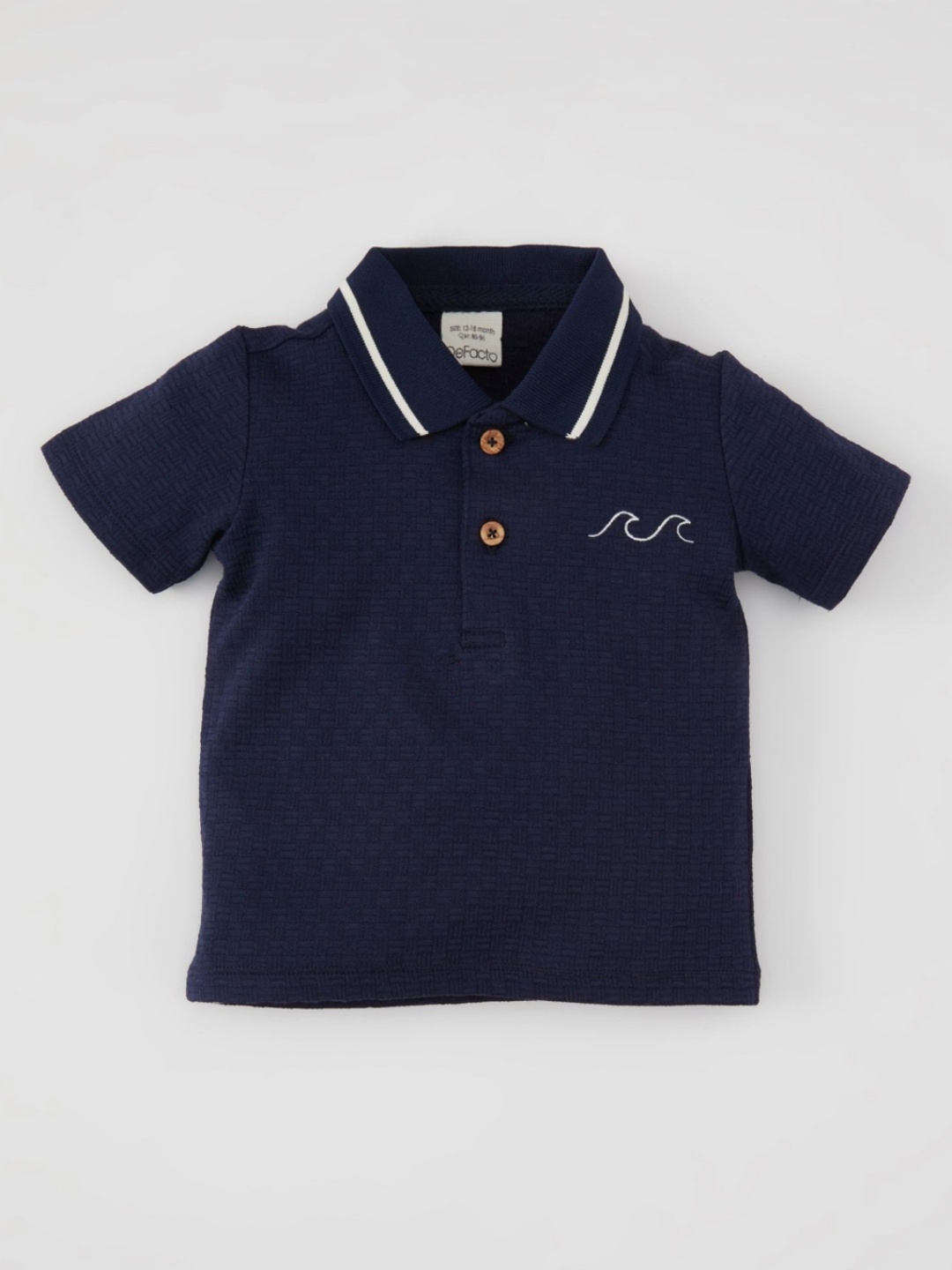 

DeFacto Boys Abstract Printed Polo Collar Cotton T-shirt, Navy blue