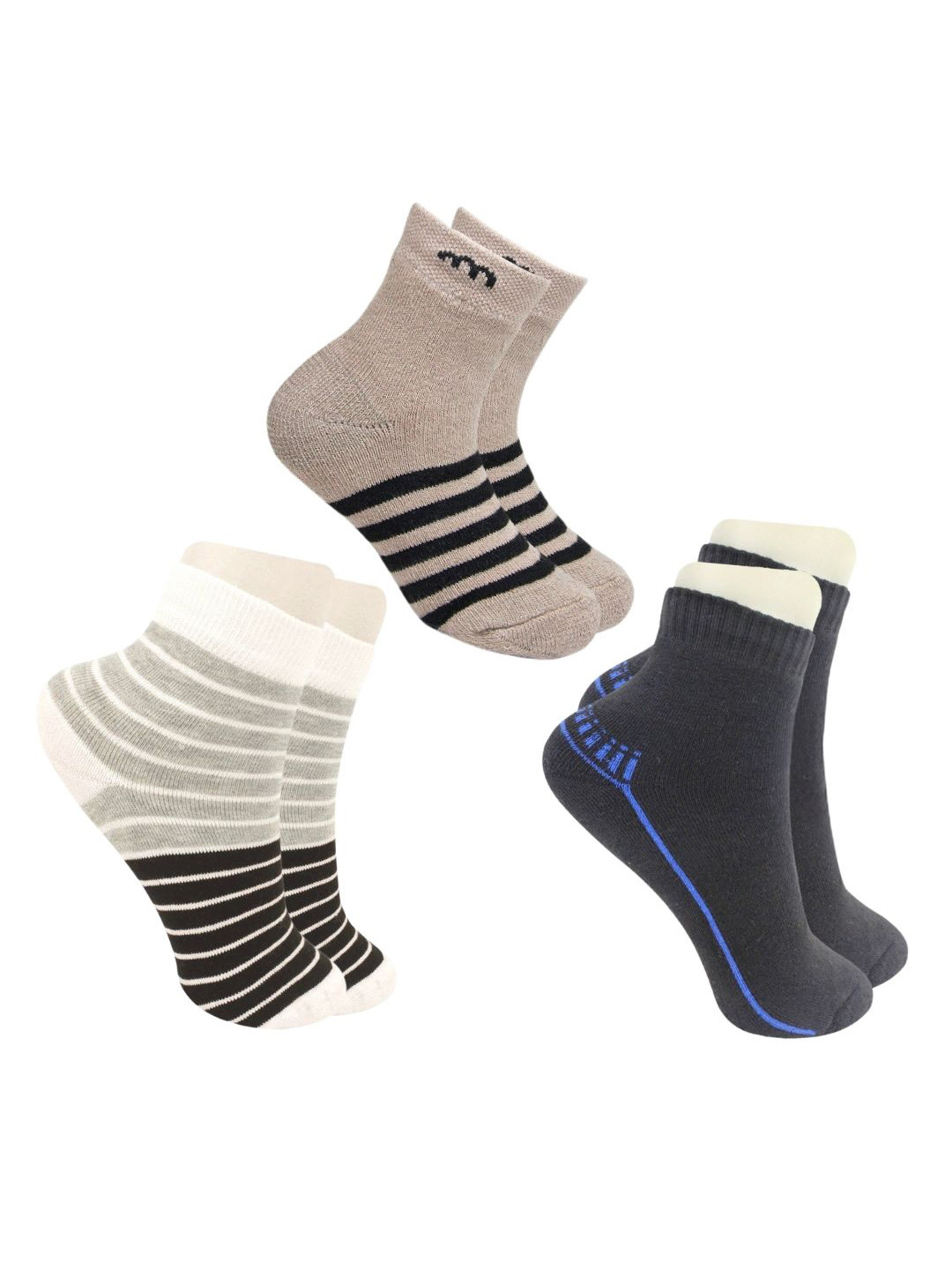 

BAESD Kids Pair Of 3 Patterned Ankle-Length Socks, Brown