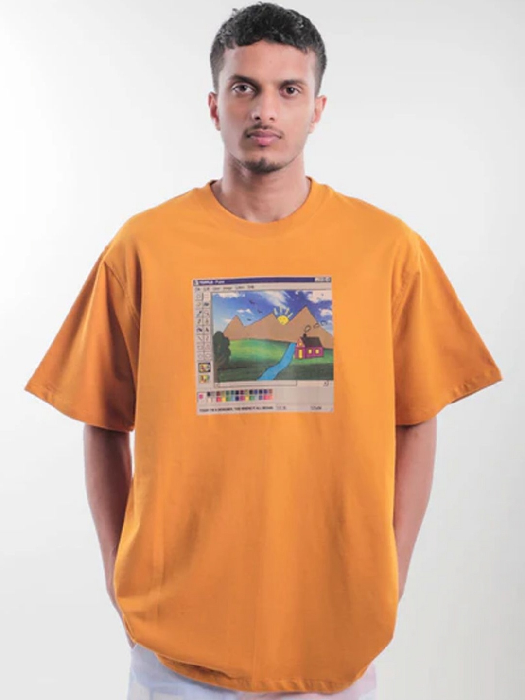 

TOFFLE Unisex Graphic Printed Oversized T-shirt, Orange