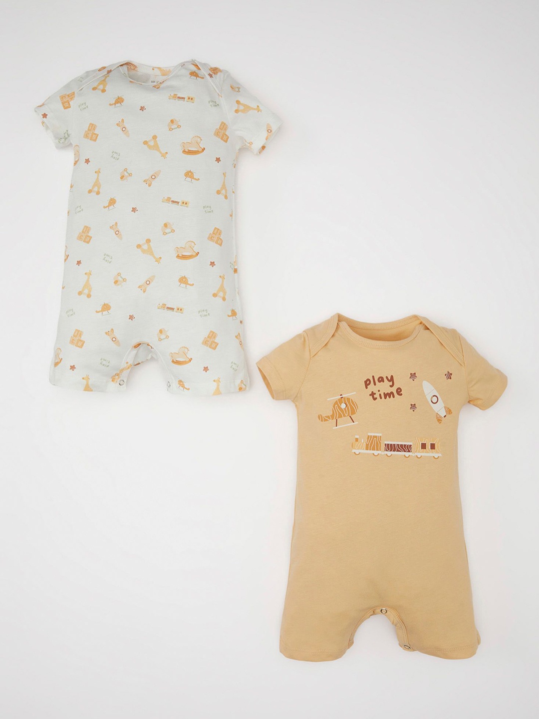 

DeFacto Infants Boys Pack Of 2 Printed Romper, Yellow