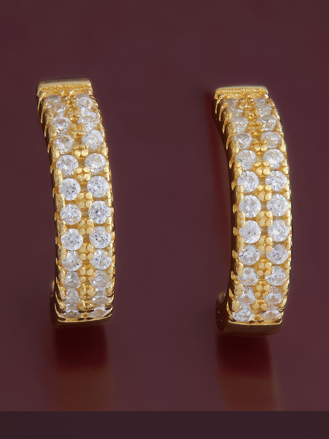 

Kushal's Fashion Jewellery Sterling Silver Cubic Zirconia Gold-Plated Half Hoop Earrings