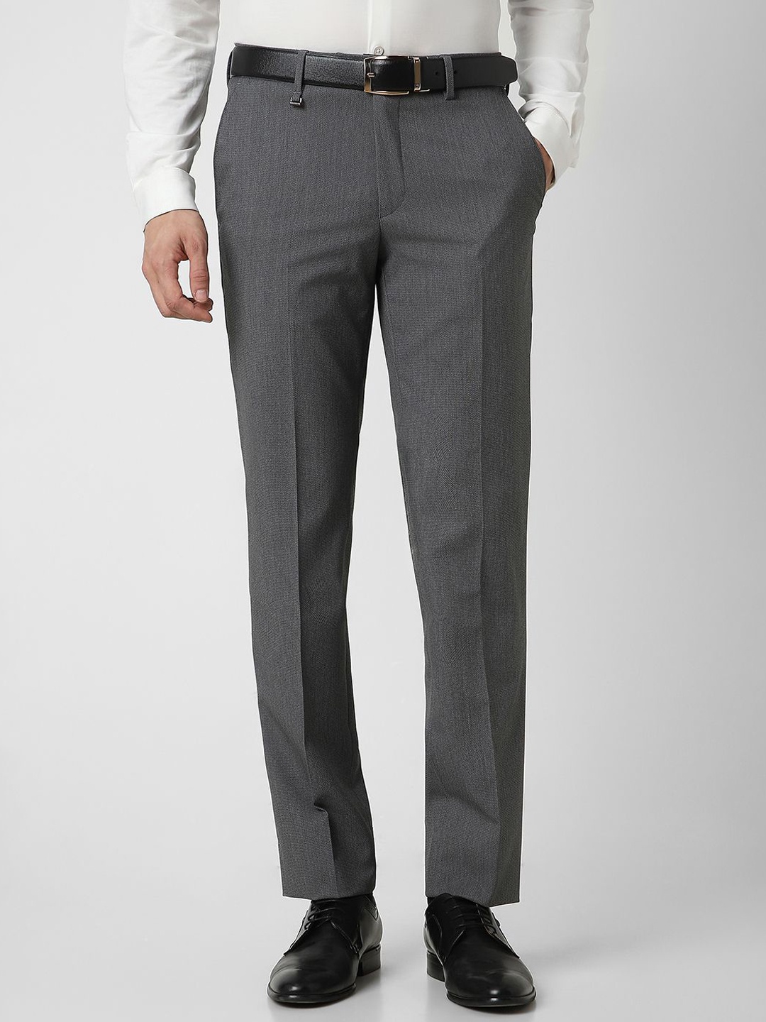 

Van Heusen Men Printed Slim Fit Trousers, Grey