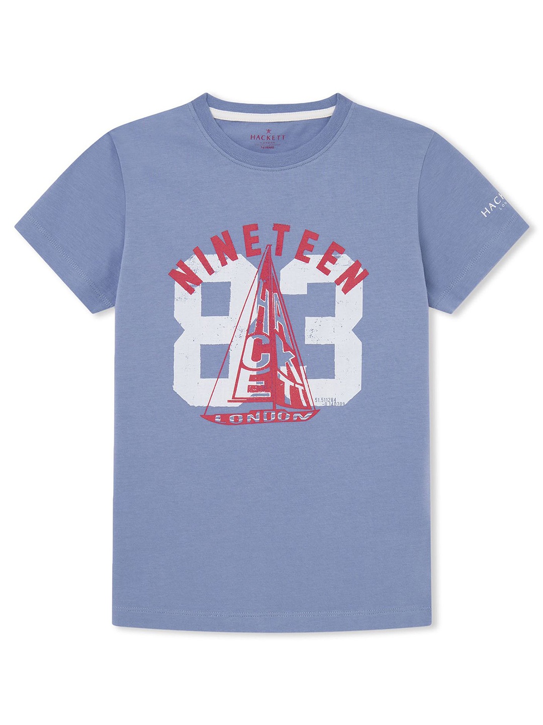 

HACKETT LONDON Boys Typographic Printed Round Neck Cotton Slim Fit T-shirt, Blue
