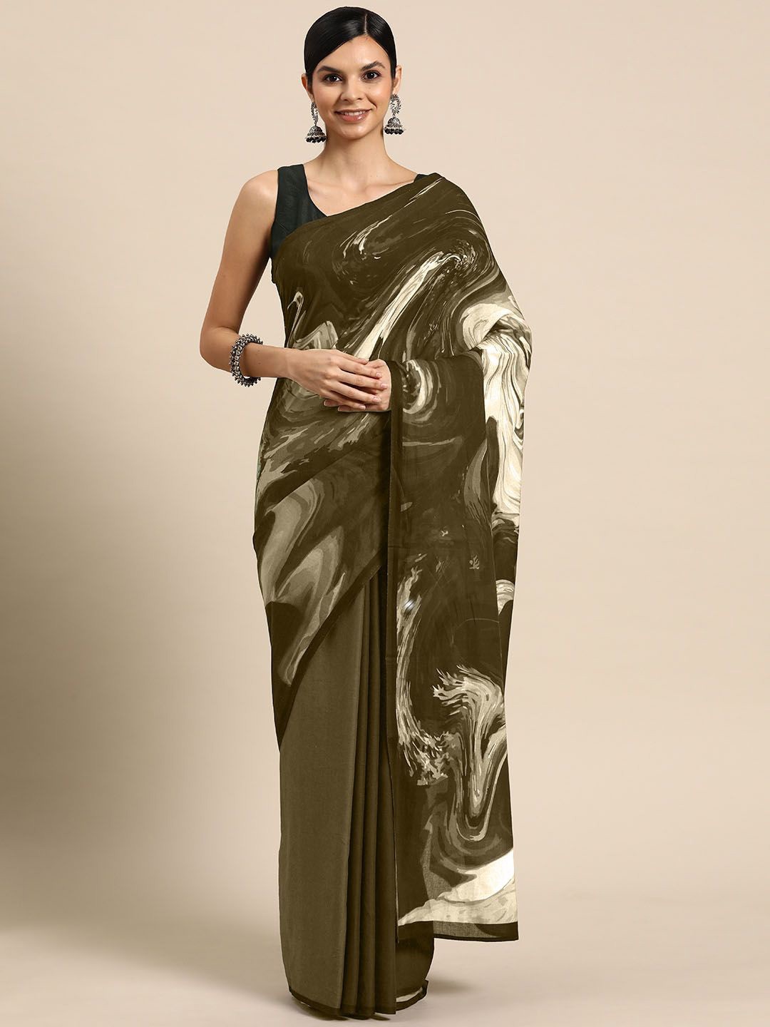 

BUTA BUTI Abstract Printed Pure Cotton Saree, Yellow