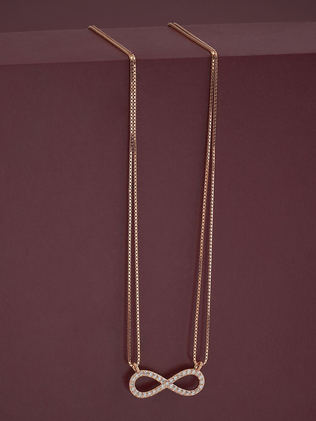 

Kushal's Fashion Jewellery Sterling Silver Cubic Zirconia Rose Gold-Plated Chain
