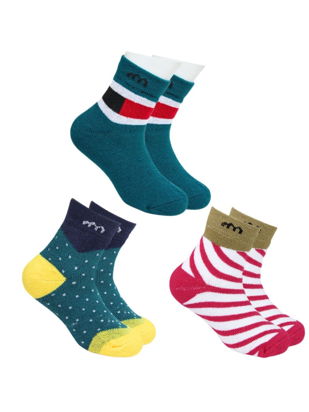 

BAESD Kids Pack Of 3 Patterned Ankle-Length Socks, White