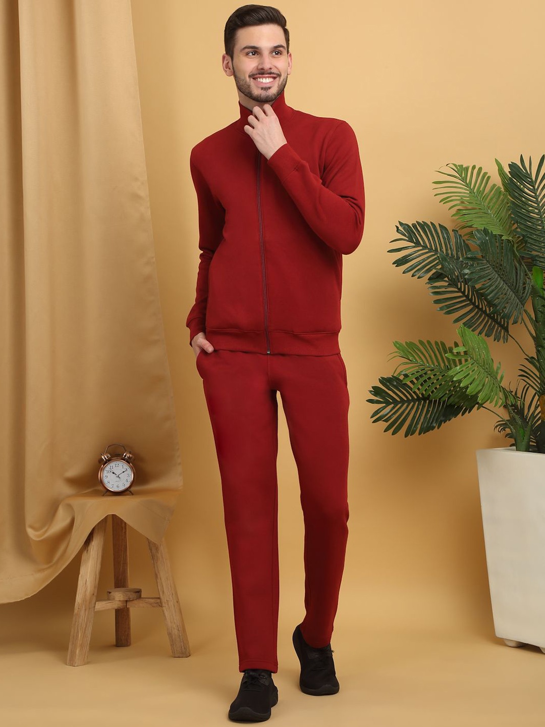 

Sweet Dreams Men Mock Collar Tracksuit, Red