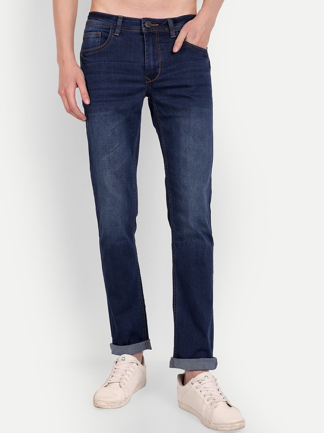 

MEGHZ Men Micheal Slim Fit Light Fade Stretchable Jeans, Blue