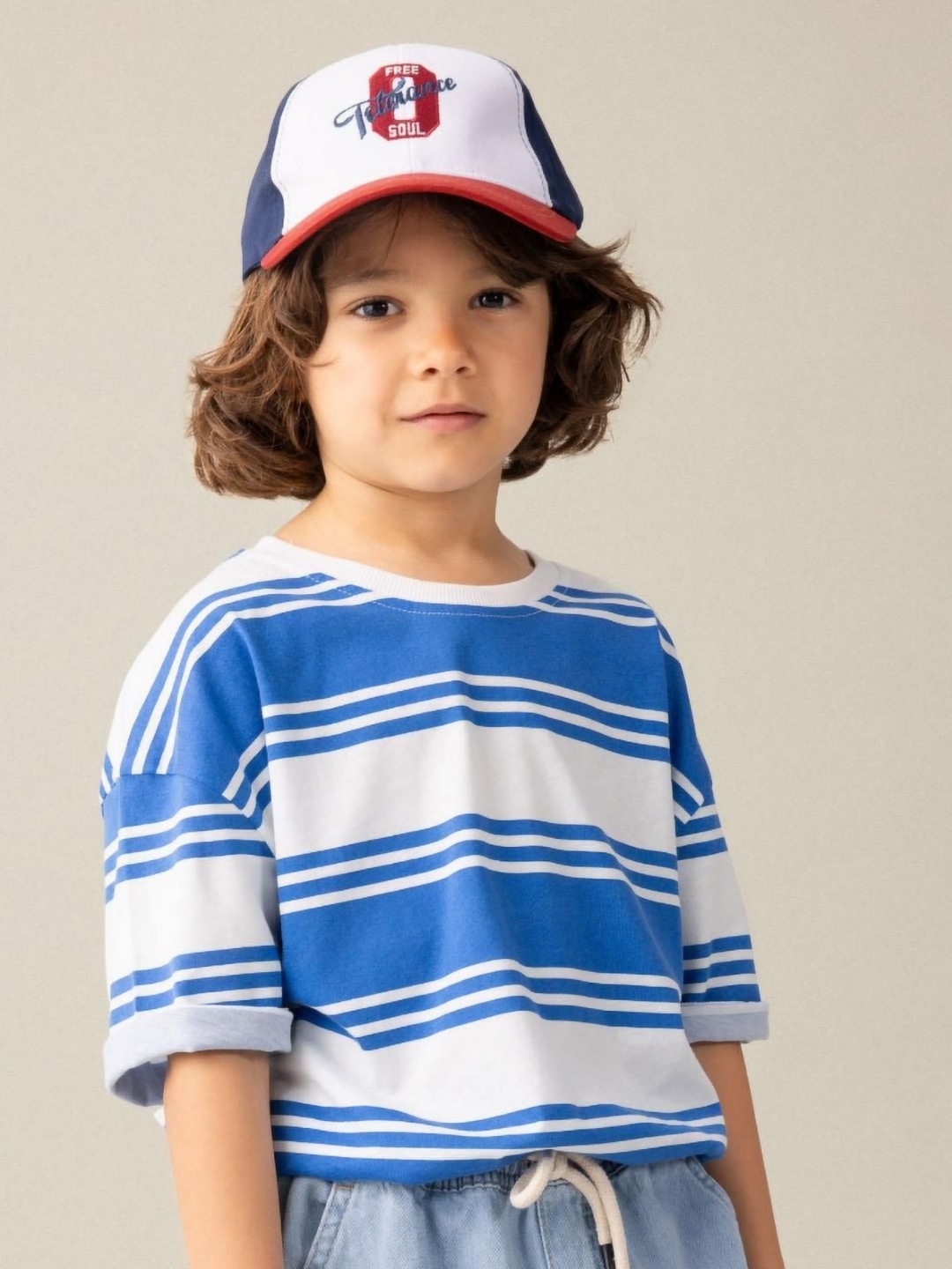 

DeFacto Boys Striped Round Neck Cotton T-shirt, Na