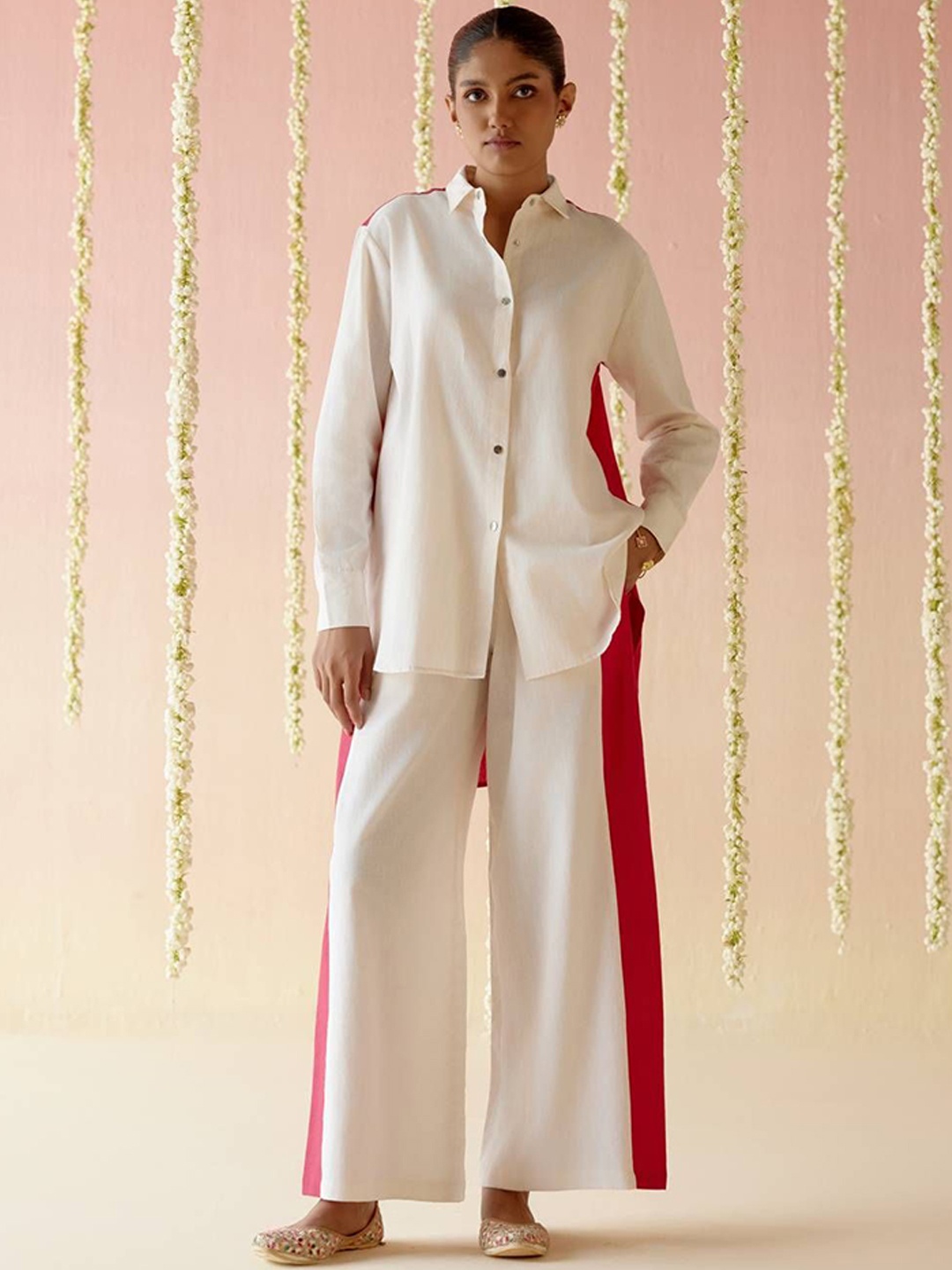 

NERO Colourblocked Pure Cotton Shirt With Trousers, Pink