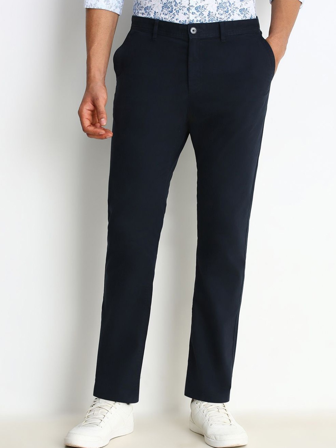 

Allen Solly Men Mid-Rise Trousers, Navy blue