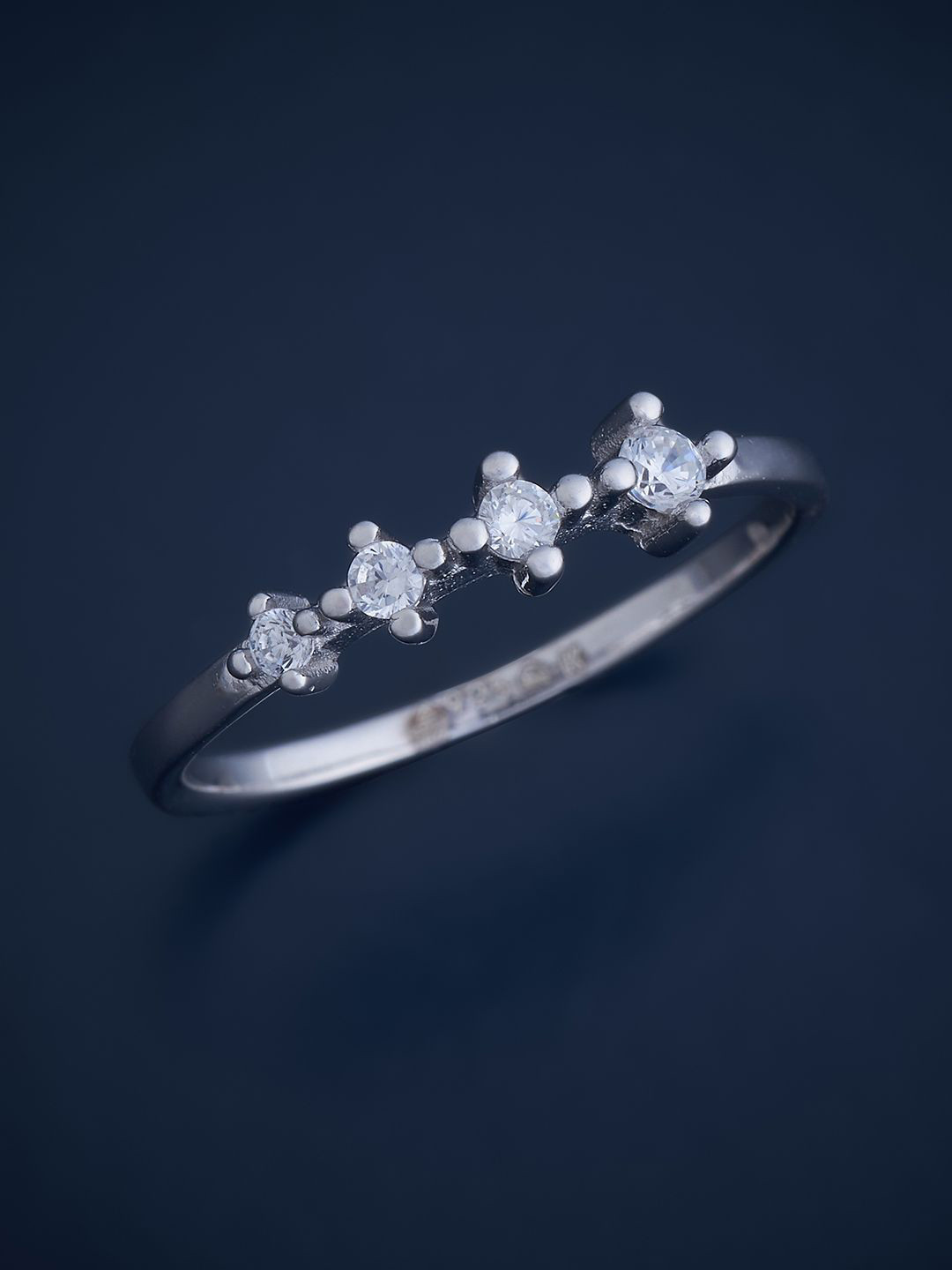 

Kushal's Fashion Jewellery Sterling Silver Cubic Zirconia Rhodium-Plated Finger Ring