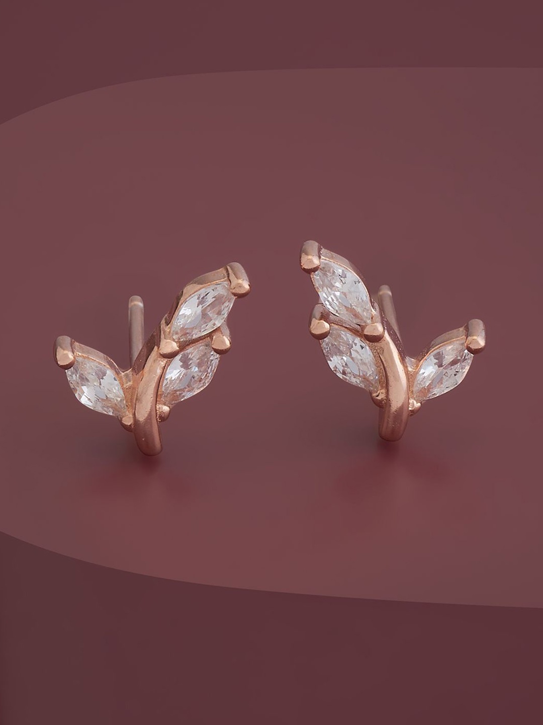 

Kushal's Fashion Jewellery 92.5 Pure Silver Rose Gold-Plated Cubic Zirconia Studs