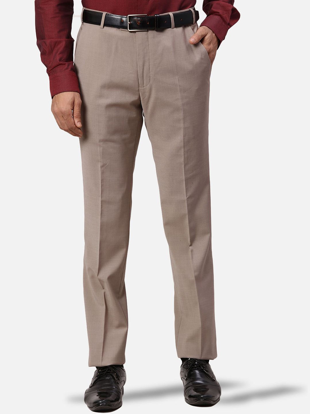 

Park Avenue Men Solid Super Slim Fit Trousers, Khaki