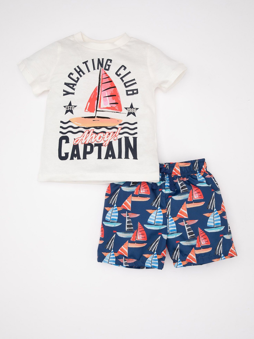 

DeFacto Boys Printed Top with Shorts, White