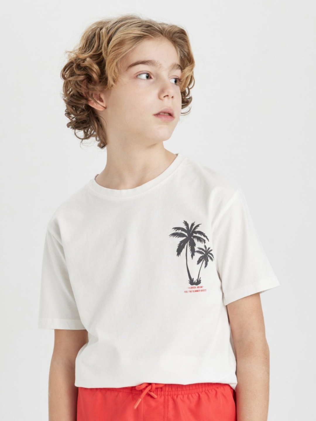 

DeFacto Boys Typography Printed Round Neck Cotton T-shirt, White